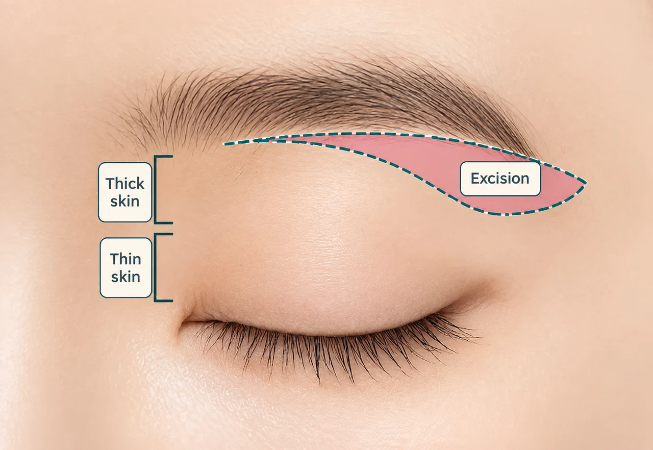 Lateral eyelid skin planning